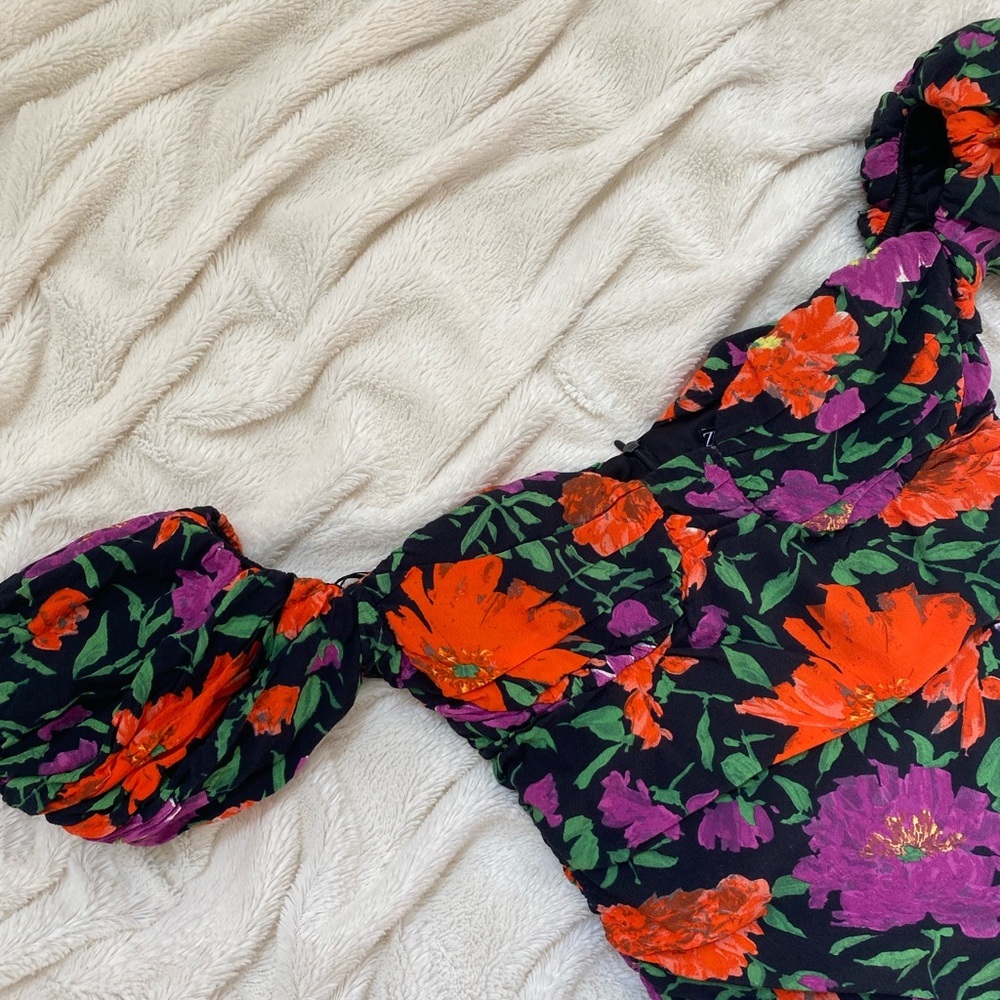 Zara floral off the shoulder mini dress - Picture 5 of 7